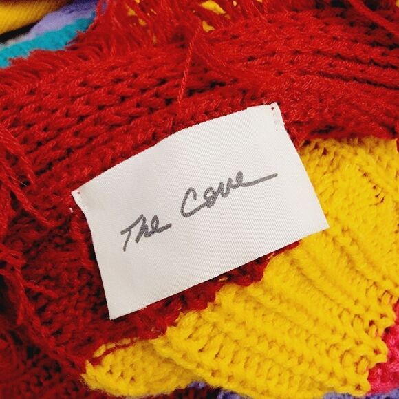 The Cove Multi Stripe Destroyed Fringe Hem Oversized Open Front Cardigan Size M - Picture 6 of 7